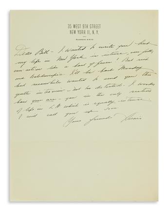 NIN, ANAÏS. Group of 8 items, each Signed, Anaïs or in full, to editor William Kozlenko: Two Typescripts * 4 Autograph Letters * Two